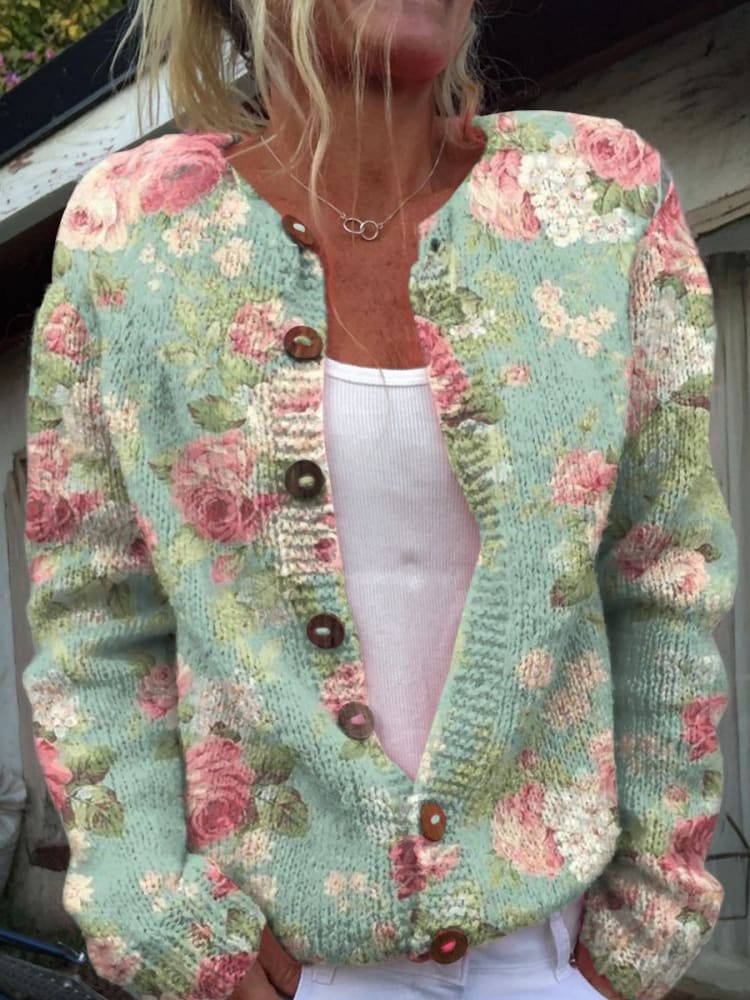 Hazel | Retro Floral Cardigan