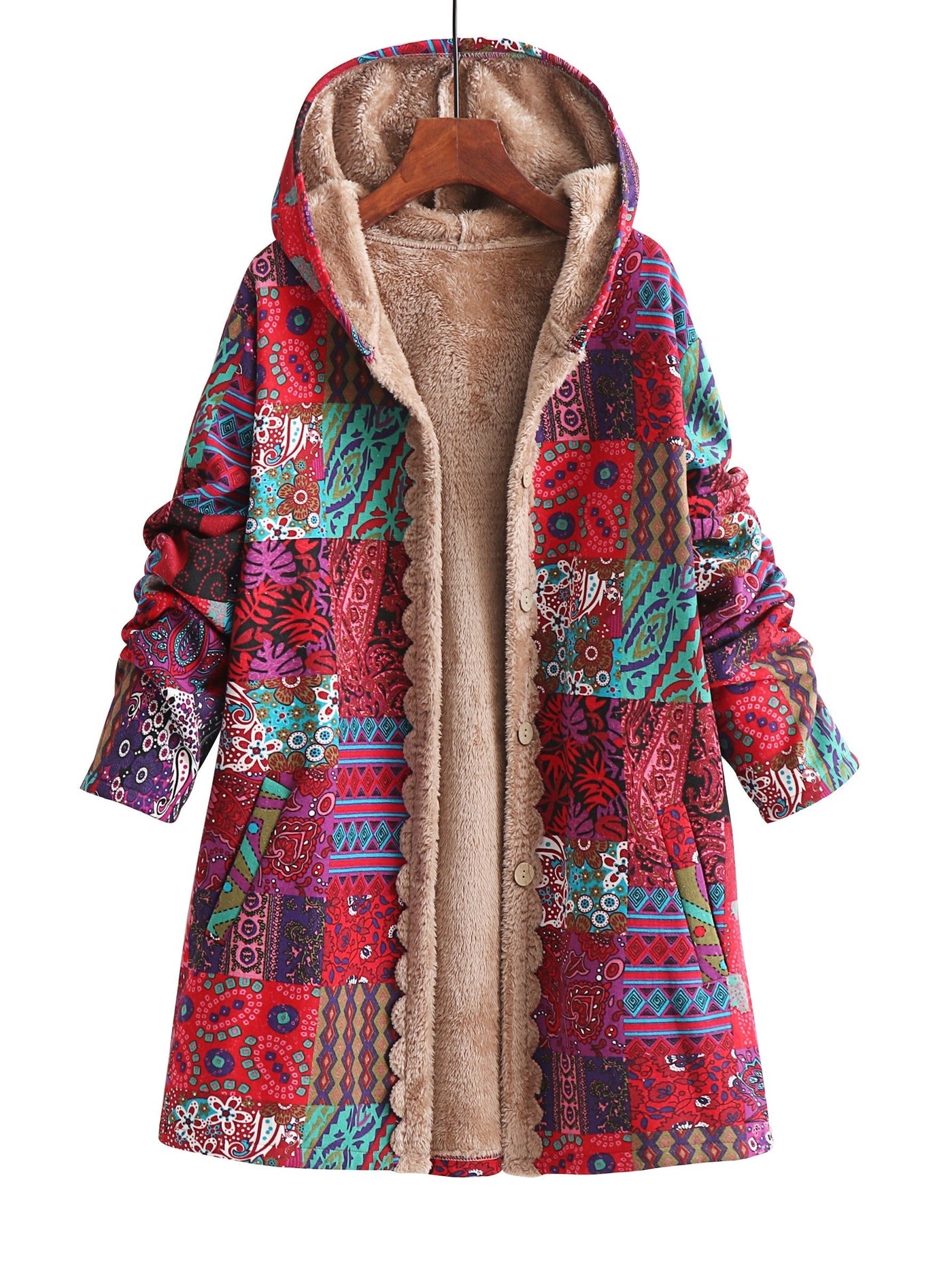 Maribel | Patchwork Coat Boho Hooded Winter Jacket
