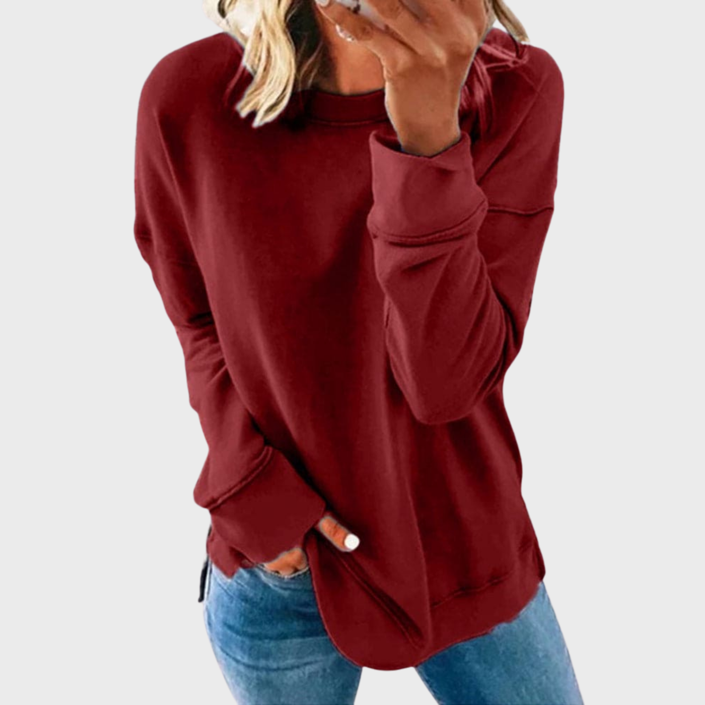 Elizabeth | Lightweight style with a solid color sweater