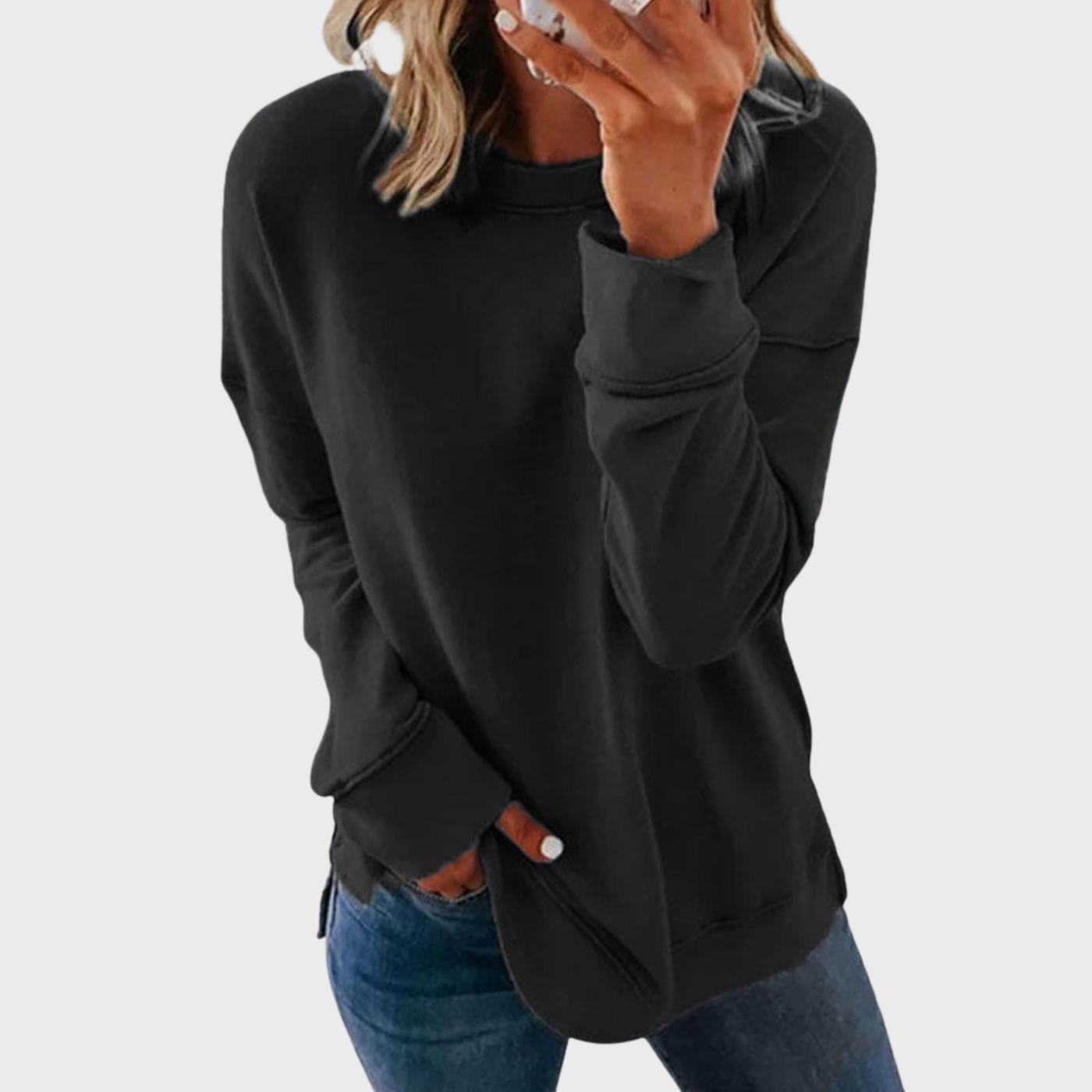 Elizabeth | Lightweight style with a solid color sweater