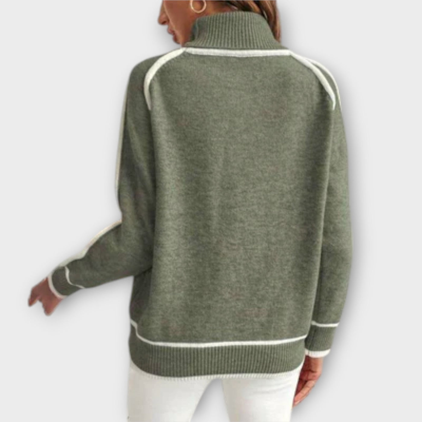 Tatum | Luxurious Olive Green Knitted Sweater