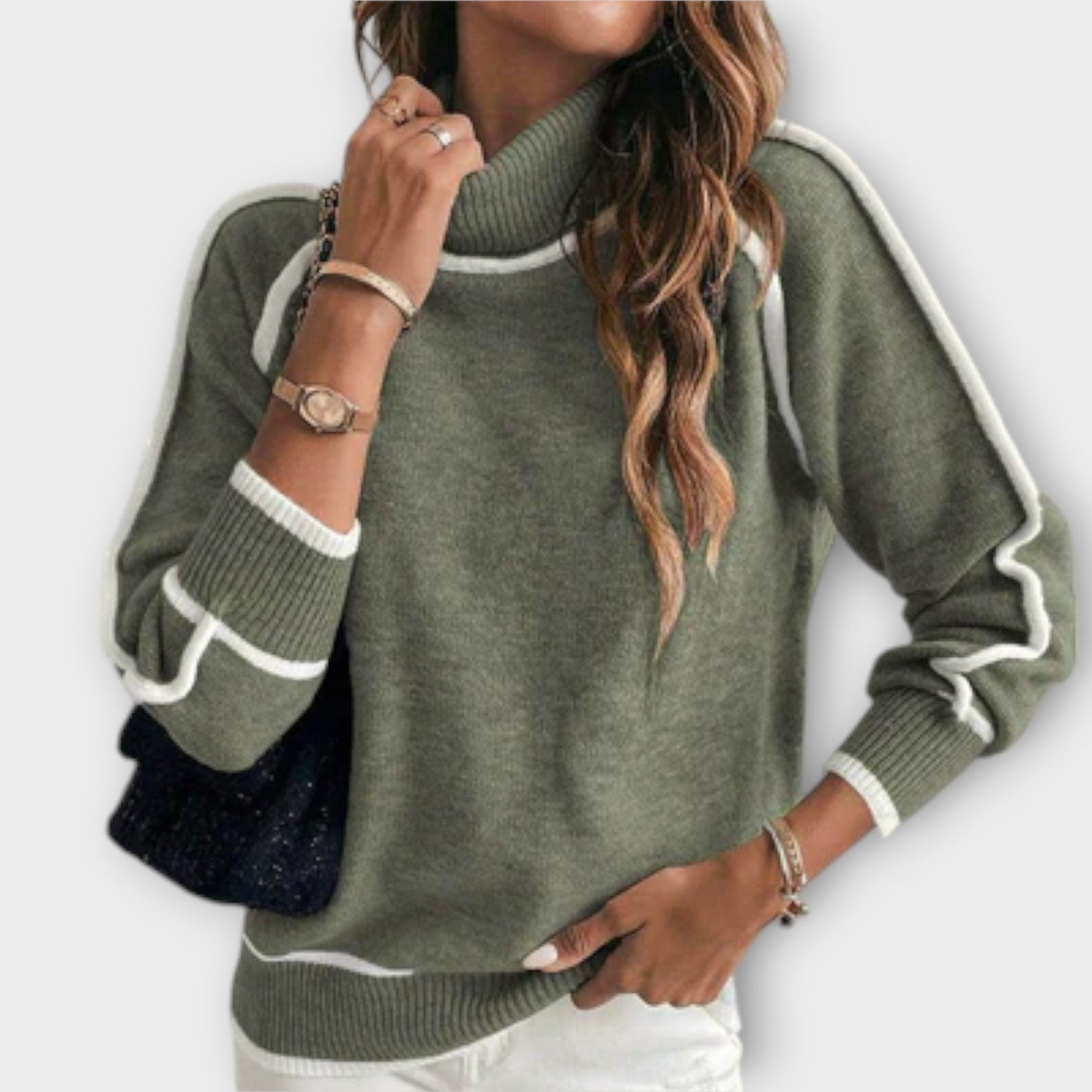 Tatum | Luxurious Olive Green Knitted Sweater