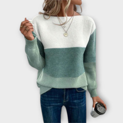 Elegant Three|Color Patchwork Sweater