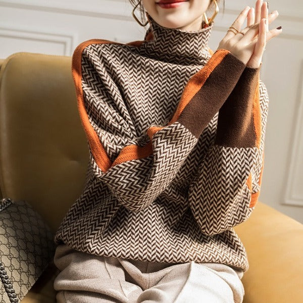 Emma | Herringbone Luxe Turtleneck