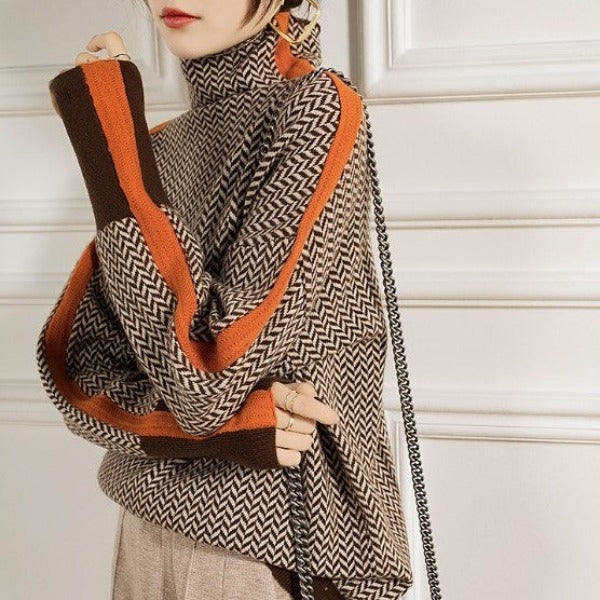 Emma | Herringbone Luxe Turtleneck