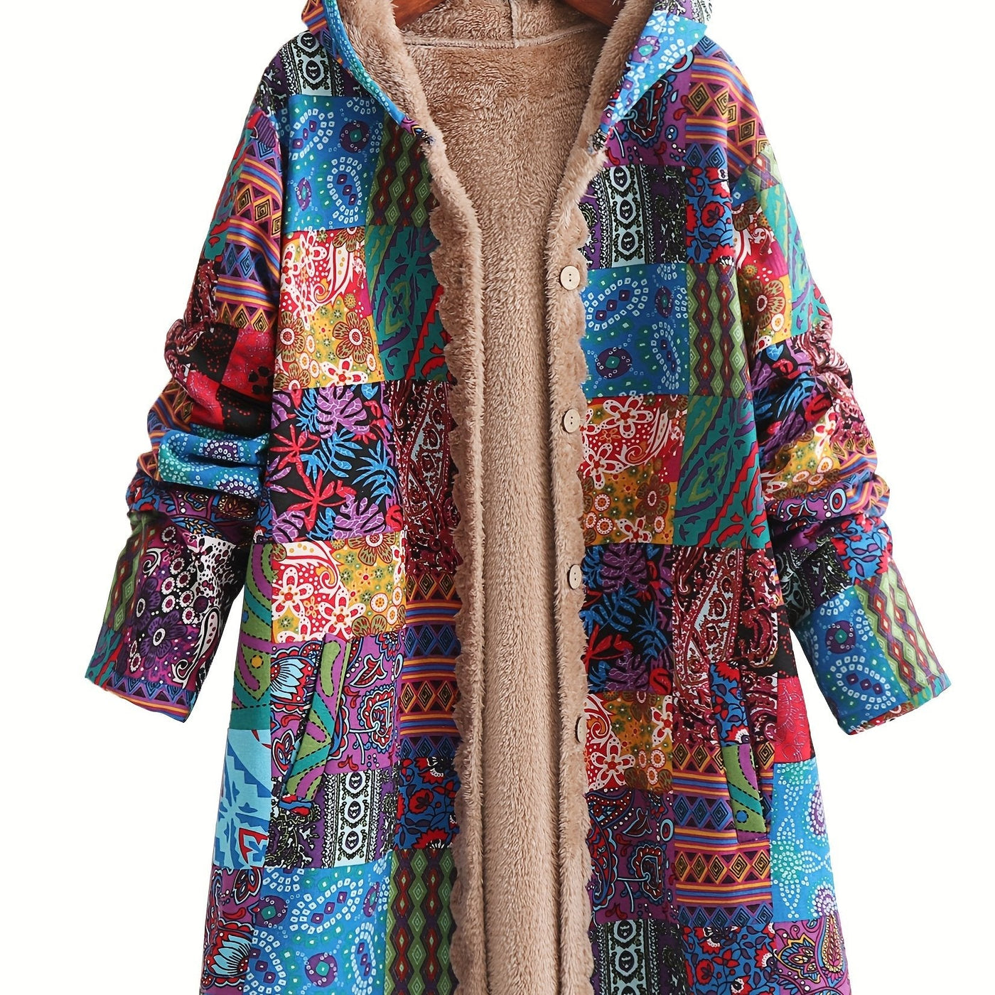 Maribel | Patchwork Coat Boho Hooded Winter Jacket