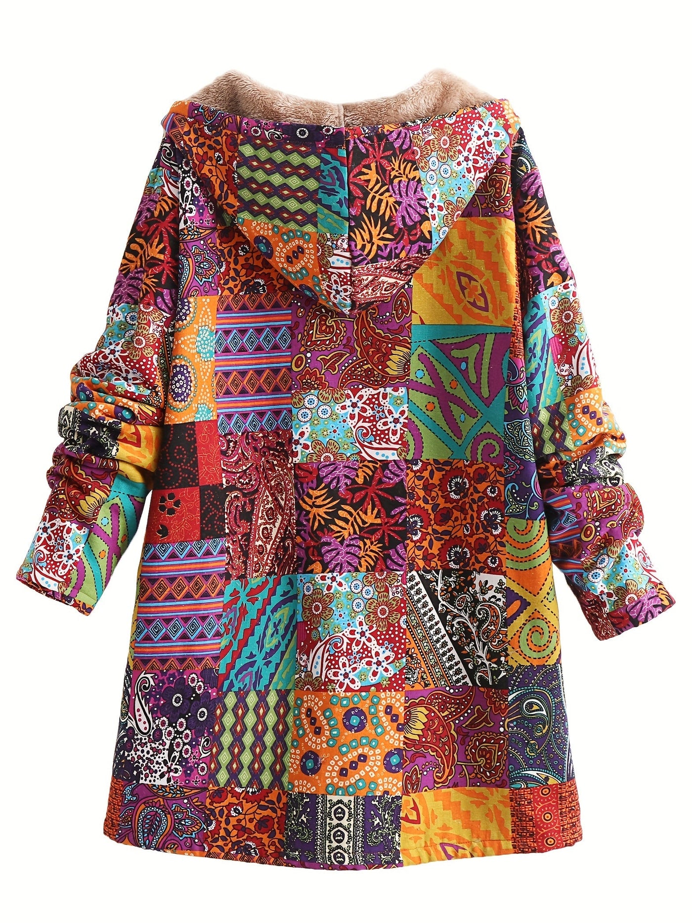Maribel | Patchwork Coat Boho Hooded Winter Jacket