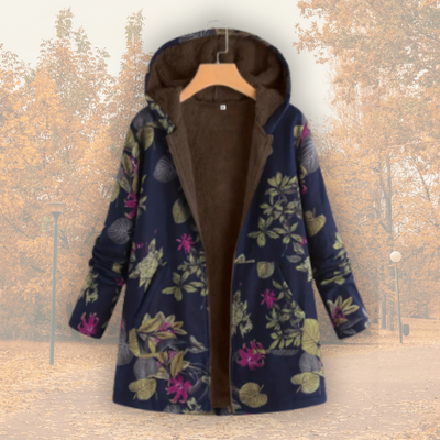 Elowen | Floral Sherpa-Lined Hooded Coat
