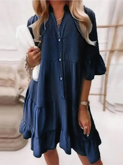 Amy | Ruffle Denim Dress