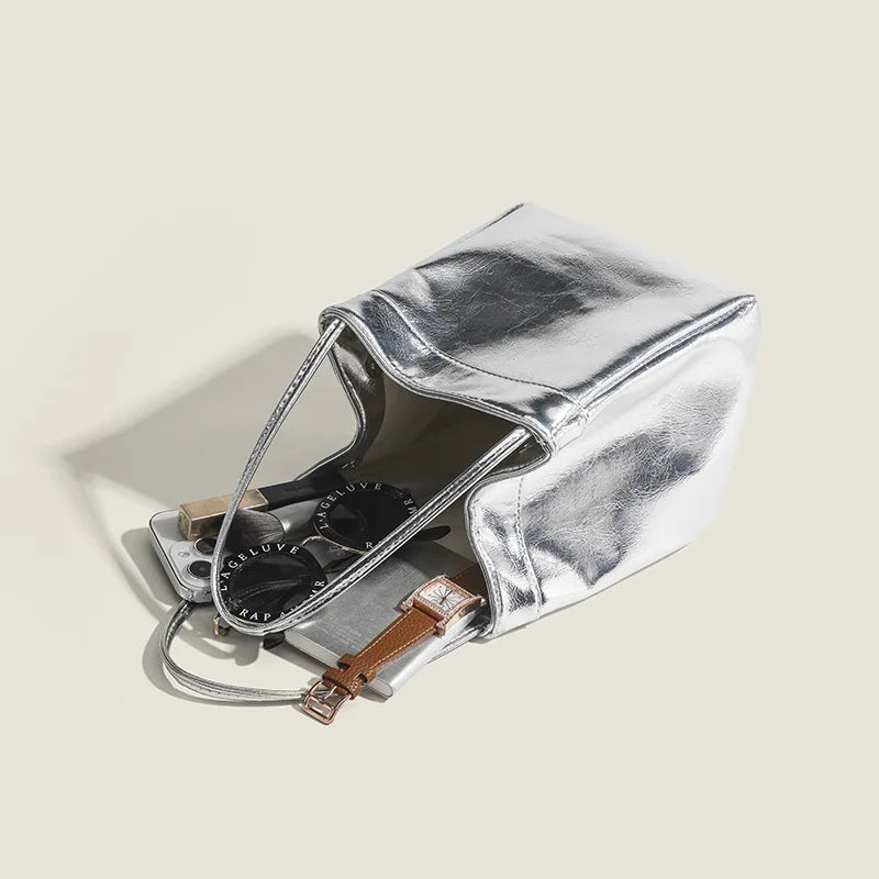 Jackie | Silver Bucket Bag