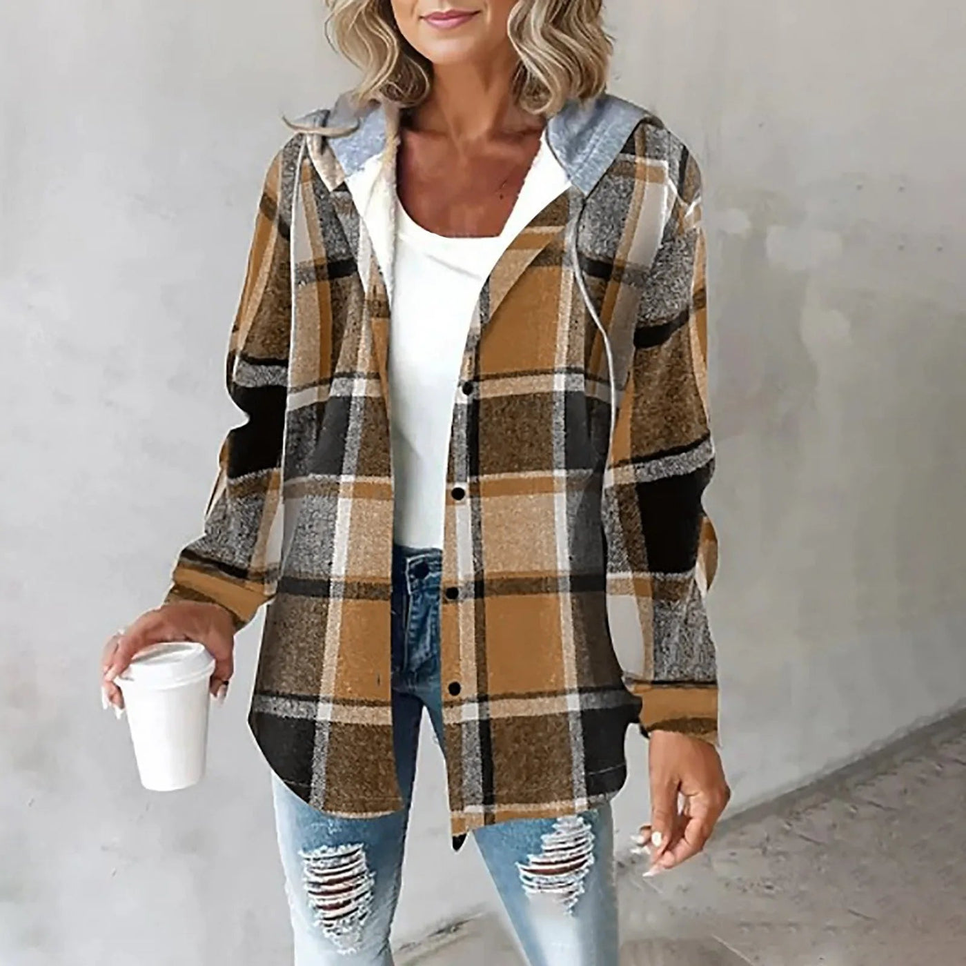 Mirelda | Cozy Plaid Hoodie Jacket