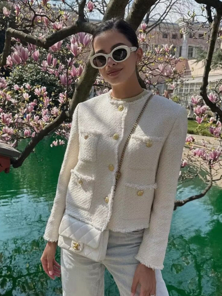 Clarette | Elegant Wool Blazer with Chanel-Style Buttons