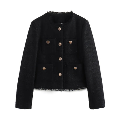 Clarette | Elegant Wool Blazer with Chanel-Style Buttons