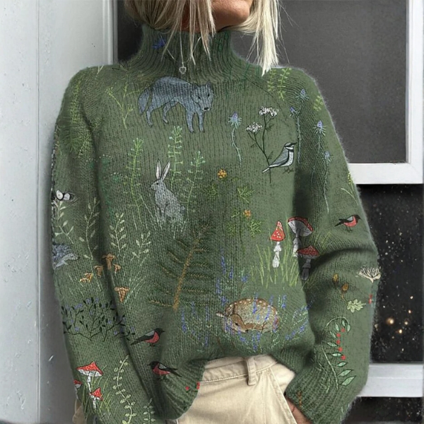 Zoe | Warm Floral Turtleneck