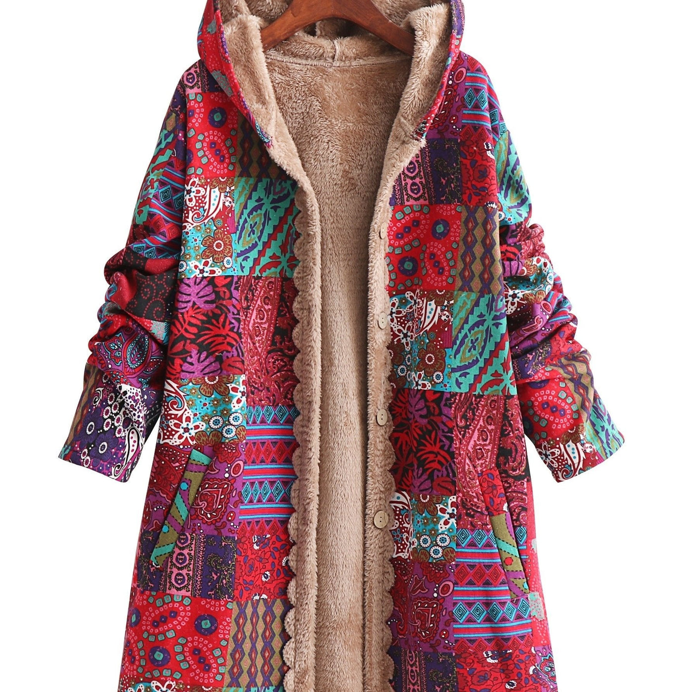 Maribel | Patchwork Coat Boho Hooded Winter Jacket