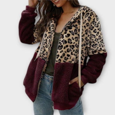 Harmony | Fleece Hoodie with Leopard Design