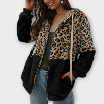 Harmony | Fleece Hoodie with Leopard Design