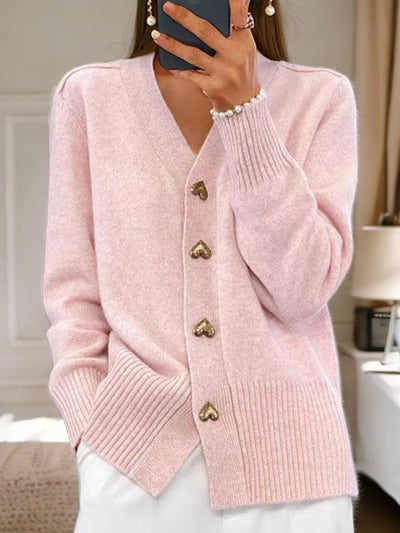 Armelle | Elegant Heart Button Cardigan