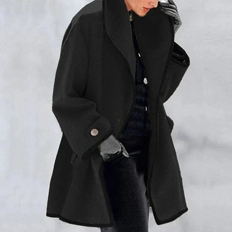 Casey | Contrast Trim Wool Coat